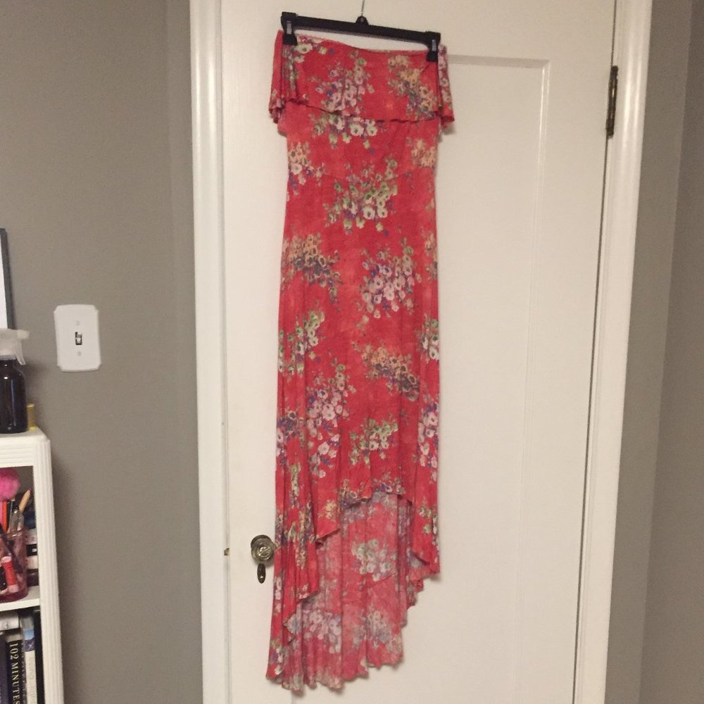 Urban Outfitters Red floral strapless dress